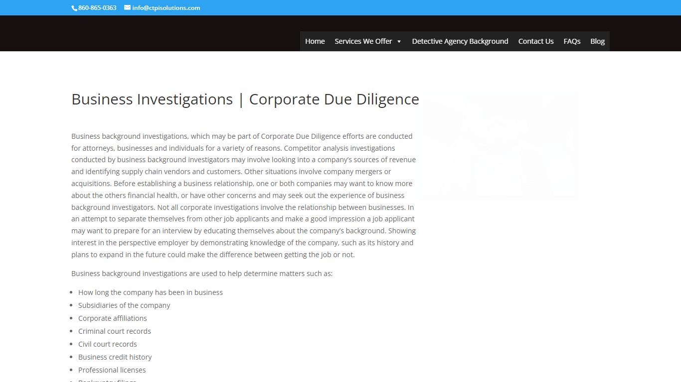Business Background Investigations • Corporate Due Diligence